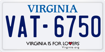 VA license plate VAT6750