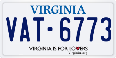 VA license plate VAT6773