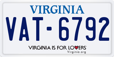 VA license plate VAT6792