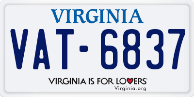 VA license plate VAT6837