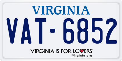 VA license plate VAT6852