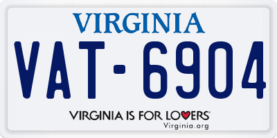 VA license plate VAT6904