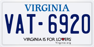 VA license plate VAT6920