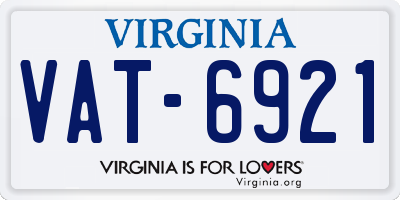 VA license plate VAT6921
