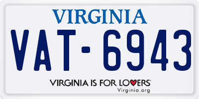 VA license plate VAT6943