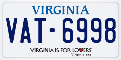 VA license plate VAT6998