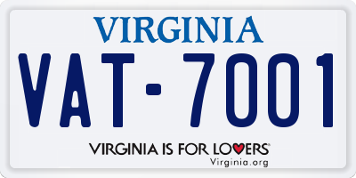 VA license plate VAT7001