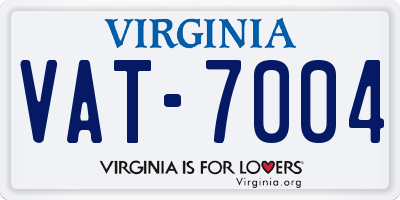 VA license plate VAT7004