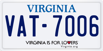 VA license plate VAT7006