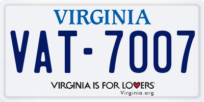 VA license plate VAT7007