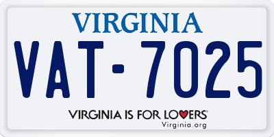 VA license plate VAT7025