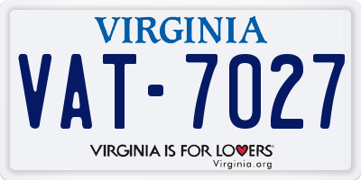 VA license plate VAT7027