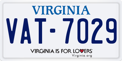 VA license plate VAT7029