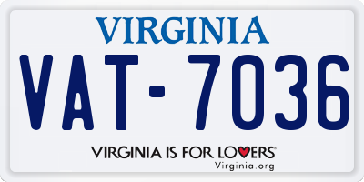 VA license plate VAT7036
