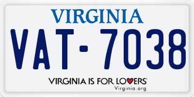 VA license plate VAT7038