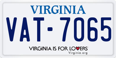 VA license plate VAT7065