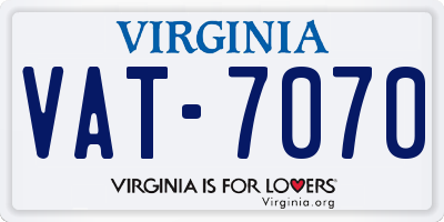 VA license plate VAT7070