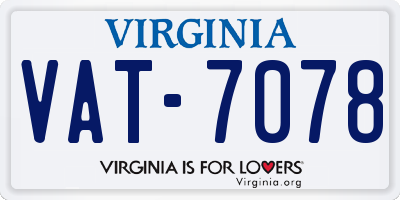 VA license plate VAT7078