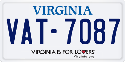 VA license plate VAT7087