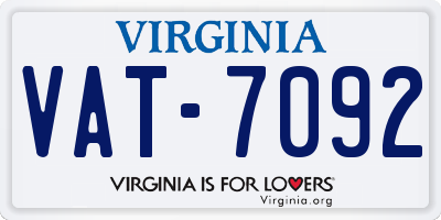 VA license plate VAT7092