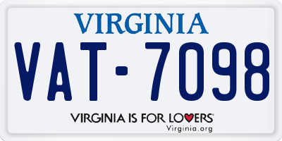 VA license plate VAT7098