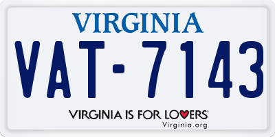 VA license plate VAT7143