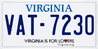 VA license plate VAT7230