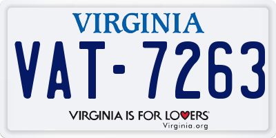 VA license plate VAT7263