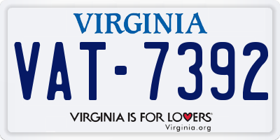 VA license plate VAT7392