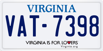 VA license plate VAT7398