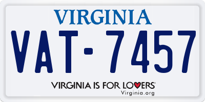 VA license plate VAT7457