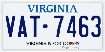 VA license plate VAT7463