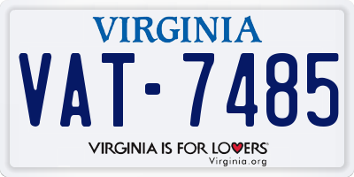 VA license plate VAT7485