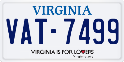 VA license plate VAT7499