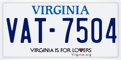 VA license plate VAT7504