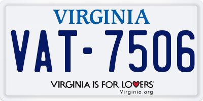 VA license plate VAT7506