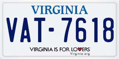 VA license plate VAT7618