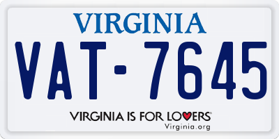 VA license plate VAT7645