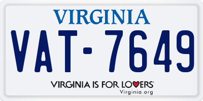 VA license plate VAT7649