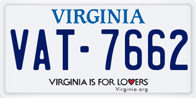 VA license plate VAT7662