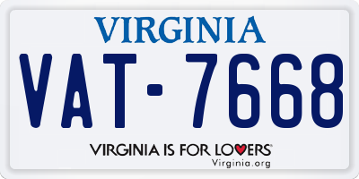 VA license plate VAT7668