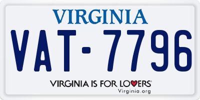 VA license plate VAT7796