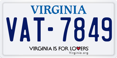 VA license plate VAT7849