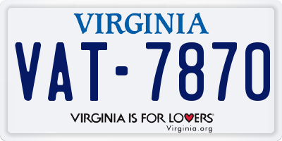 VA license plate VAT7870