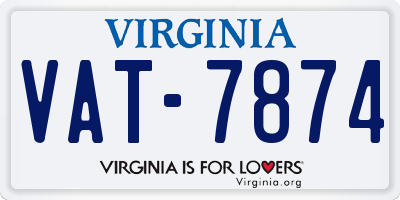 VA license plate VAT7874