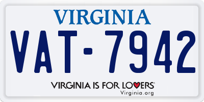 VA license plate VAT7942