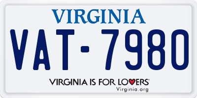 VA license plate VAT7980