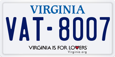 VA license plate VAT8007