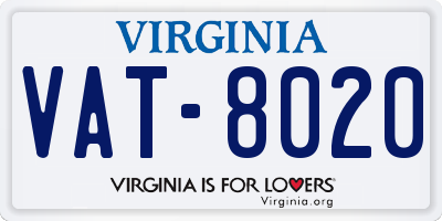 VA license plate VAT8020