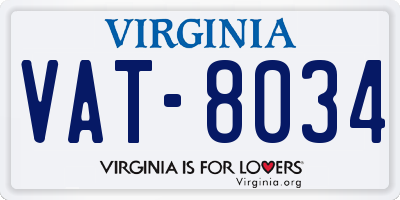 VA license plate VAT8034